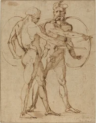 To mandlige nøgenbilleder, ca. 1520 (pen og brunt blæk på lagt papir)