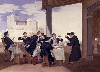 Pievano Arlottos prank (olie på lærred)