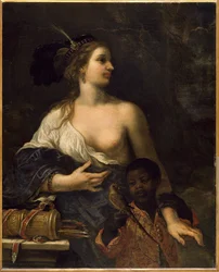 Tyrkisk kvinde med sort barn, ca. 1650-1670 (olie på lærred)