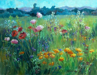 Field of Poppies, ca. 1980-95 (olie på lærred)