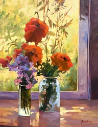 Blomsterstilleben valmuer, ca. 1980-2000 (olie på lærred)