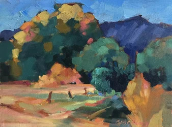 New Mexico Meadow, ca. 1980-95 (olie på lærred)