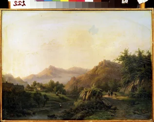 Landskab med en måde. Maleri af Barend Cornelis Koekkoek (1803-1862). Olie på lærred. hollandsk kunst. M. Kroshitsky kunstmuseum, Sevastopol (Sevastopol), Ukraine