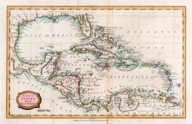 Kort over Vestindien, 1700-tallet.