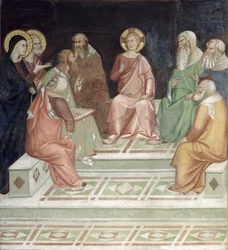 Jesus med lægerne, fra en serie af scener i Det Nye Testamente (fresko)