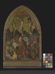Korsfæstelse (tempera og guld på træ)