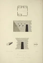 Inkaernes hus i Callo i Kongeriget Quito, tegnet af Gmelin, graveret af Bouquet, illustration fra "Vues des Cordillères et Monumens des Peuples Indigènes de l