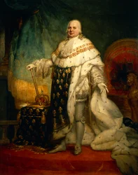Portræt af Ludvig XVIII af Frankrig med kroningsdragten (Versailles