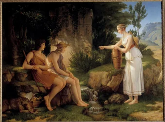 Hyrderne ved Amyntas grav Illustration af "Idyllerne" af Salomon Gessner - Maleri af Pierre Narcisse (Pierre-Narcisse) Guerin (1774-1833) 1805 Søn 1,31x1,76 m