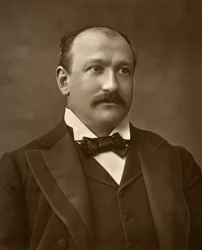 Den britiske skuespiller Augustus Harris i Human Nature, 1886