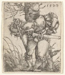 Bøjende soldat lænet mod et træ, 1520.