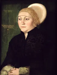 Portræt af Magdalena Neudorffer (1487-c.1544) 1527