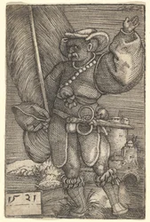 Standardbærer med løftet venstre hånd, begyndelsen af det 16. århundrede.