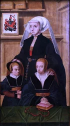 Fransk: Portrait de Katharina Von Gail et ses deux filles Katharina von Gail