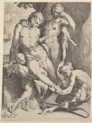 Oreads, der fjerner en torn fra en Satyrs fod, 1590