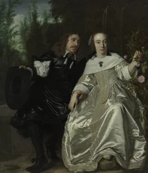 Hollandsk: Abraham del Court og hans kone Maria de Kaersgieter Abraham del Court og hans kone Maria de Kaersgieter