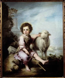 Den gode hyrde. Maleri af Bartolomé Murillo (1618-1682), 17. århundrede, 1,23 x 1,01 m, Prado-museet, Madrid