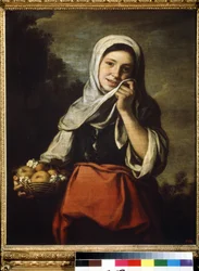 Pige sælger frugt. Maleri af Bartolome Esteban Murillo (1617-1682)