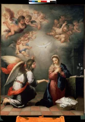 Bebudelsen. Maleri af Bartolomé Esteban Murillo (1617-1682), omkring 1660. Spansk kunst, barokstil. Eremitagemuseet, Sankt Petersborg.