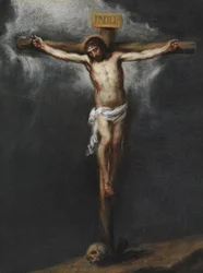 Korsfæstelsen af Murillo, Bartolome Esteban (1617-1682). Olie på lærred, størrelse: 43,9x33,3, , Privat samling