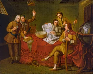 Gustavus Hamilton, 2. viscount Boyne (1639-1723), i kahytten på sin yacht