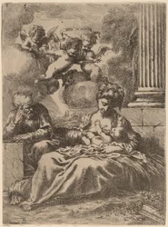 Den hellige familie ved en kolonne, ca. 1655.