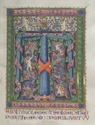 Missale: Fol. 186: Dekoreret indledende T[e igitur] helside, 1469.