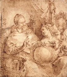 Portræt af pave Gregor XIII, trekvart længde, siddende i en lænestol,
