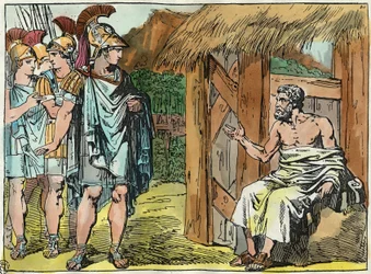 Alexandre den Store møder Diogenes den Kyniske (413 - 327 f.Kr.)