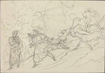 Dante flygter fra de vilde dyr og møder Virgil