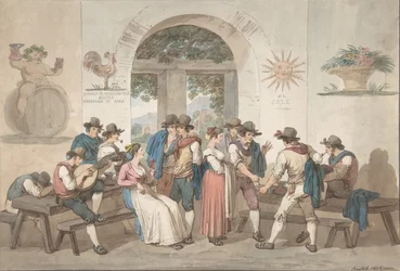 Interiør af en romersk kro, 1817., 1817.