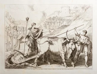 Romulus afmærker en linje omkring Palatinerhøjen