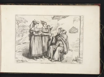 To kvinder fra Frascati og en eremit Donne di Frascati, red. Eremita (titel på objekt) Kostumetryk med figurer fra Rom og omegn (serietitel) Nuova raccolta di cinquanta costumi de contorni di Roma (serietitel)