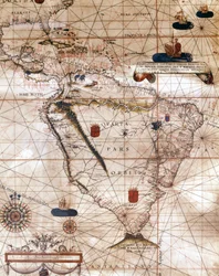 Kort over Sydamerika. Portulan af Bartolomeu Velho