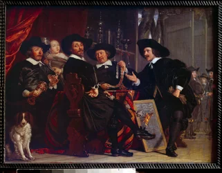Les syndics des arbaletriers de San Sebastian et Amsterdam-maleri af Bartholomeus Van der Helst (1613-1670)