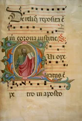 Belyst initial med Sankt Pauls skikkelse (Corale 8, ca. 163), til korbog 8 af Santa Maria degli Angeli