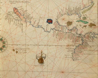 Afrika, Europa og en del af Amerika: Mellemamerika, fra Atlas of the World i treogtredive kort, af Battista Agnese