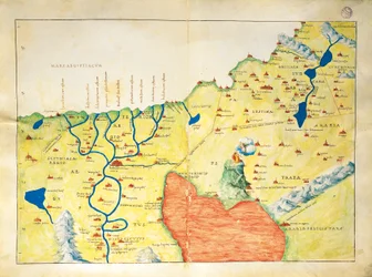 Nilens delta, Røde Hav og Sinai-bjerget, fra Atlas of the World i treogtredive kort, af Battista Agnese