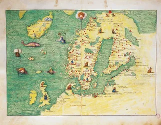 Nordeuropa, fra Atlas of the World i treogtredive kort, af Battista Agnese
