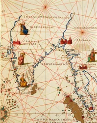 Det Indiske Ocean og en del af Asien og Afrika: Den Indiske Halvø, fra Atlas of the World i treogtredive kort, af Battista Agnese