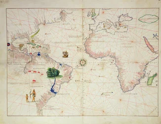 Den nye verden, fra et verdensatlas i 33 kort, Venedig, 1. september 1553 (blæk på vellum) (se også 330961)