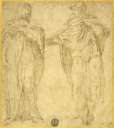 To stående draperede figurer (Sankt Johannes og Magdalene)