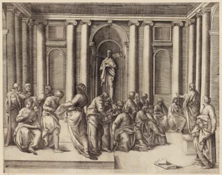Zwölfjähriger Jesus diskutiert mit den Tempelgelehrten