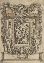 En ung mand rækker hånden til en siddende kvinde, en anden kvinde står mellem dem og..., ca. 1540-80.
