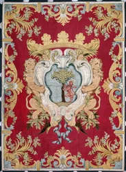 Adelsvåben med en løve og et træ. Gobelin fra manufakturerne i Bruxelles. 16. århundrede Genes, Musei di Strada Nuova