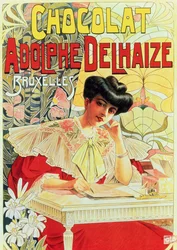 Plakatreklame for Adolphe Delhaize Chocolate, ca. 1900