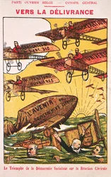 Plakat, der reklamerer for Parti Ouvrier Belge (det belgiske arbejderparti) før 1914
