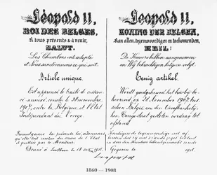 Underskrift af kong Leopold II (1835-1909), der godkender annekteringen af Congo til Belgien, 1908