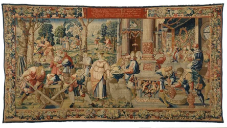Tapestry, Story of Laban, Jacob and Rachel, Genesis XXIX, lavet i Bruxelles, Belgien, ca. 1530 (uld og silke)