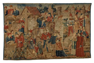 Vintagereita kuvaava kuvakudos Tournaista, n. 1460-1470 (villa)